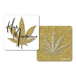 Set of 10 Cannabis Paper Coasters-High Maintenance
